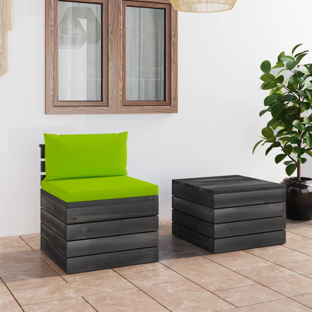 vidaXL Градински мебели от палети 2 части с възглавници бор масив
