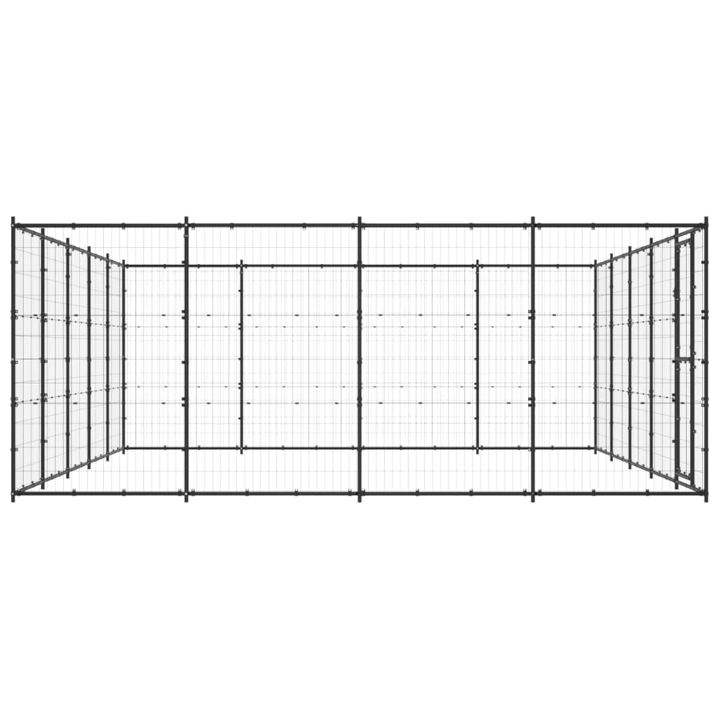 vidaXL Външна клетка за кучета, стомана, 24,2 м²