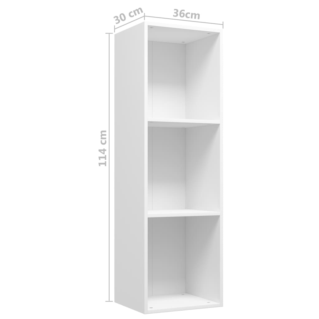 vidaXL Библиотека/ТВ шкаф, бяла, 36x30x114 см, ПДЧ