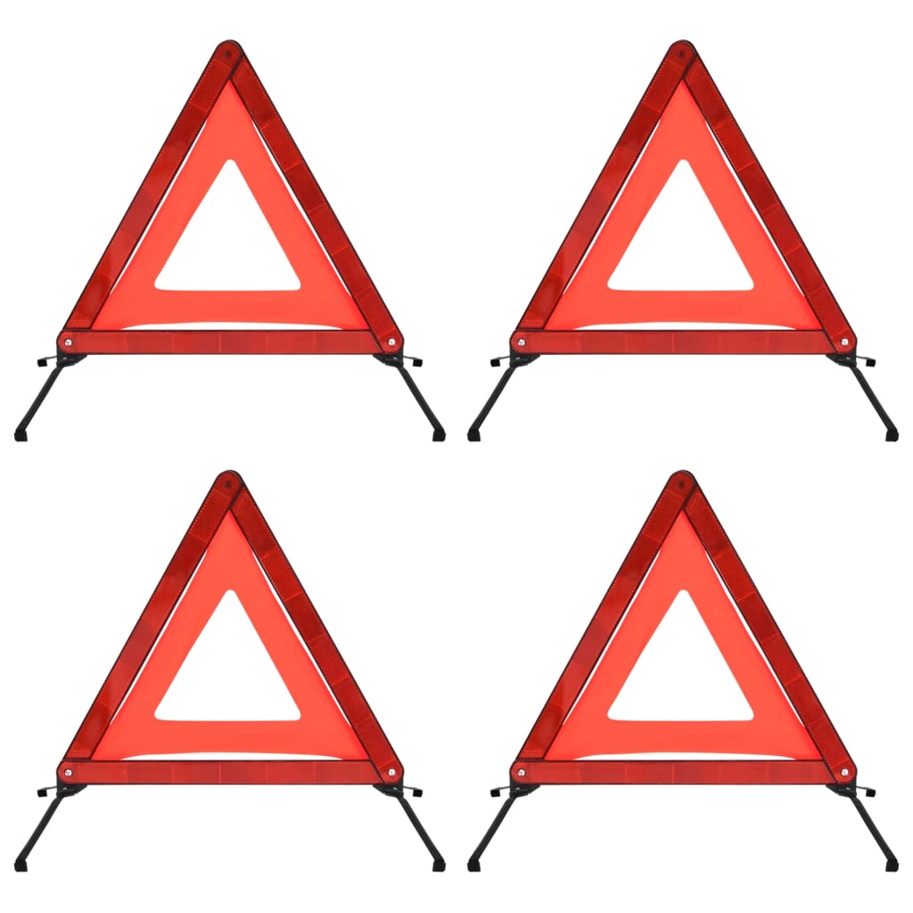 vidaXL Светлоотразителни триъгълници 4 бр червени 56,5x36,5x44,5 см