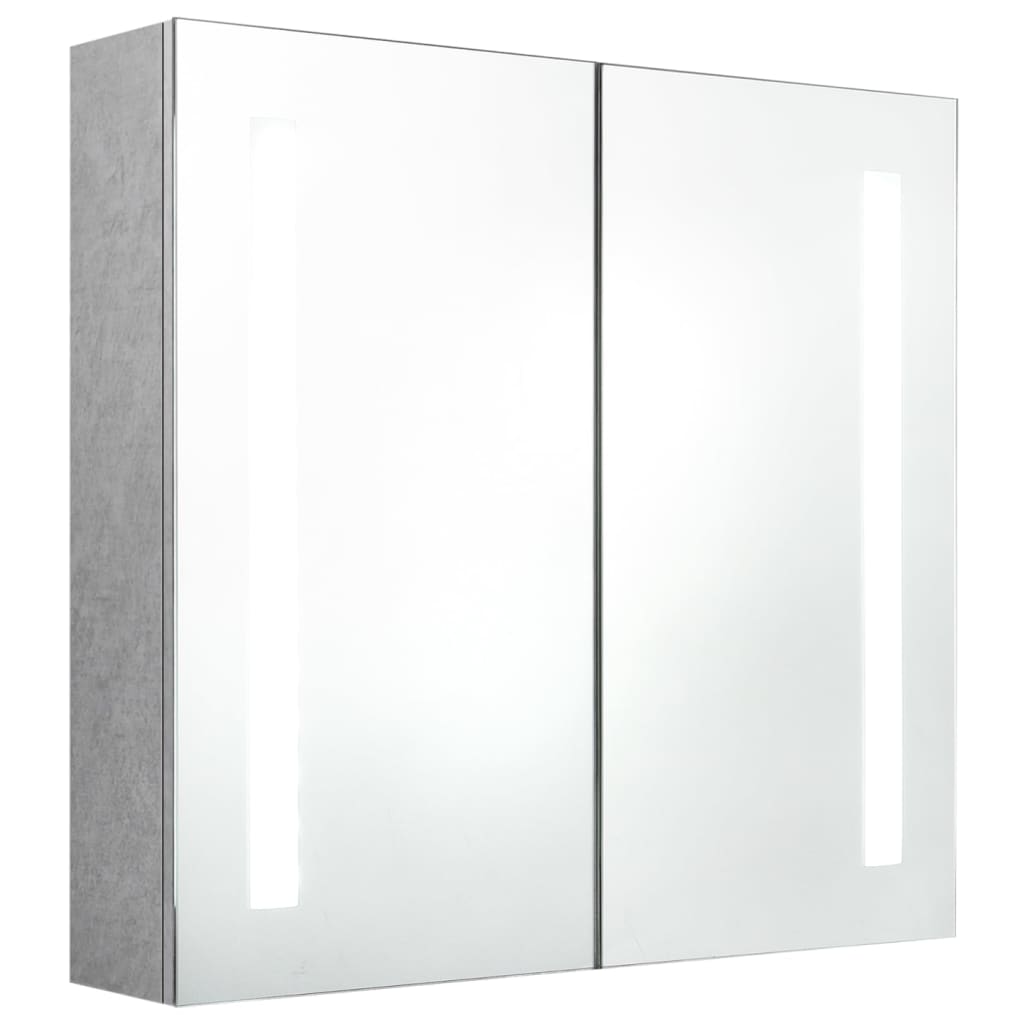 vidaXL LED шкаф с огледало за баня, бетонно сив, 62x14x60 см