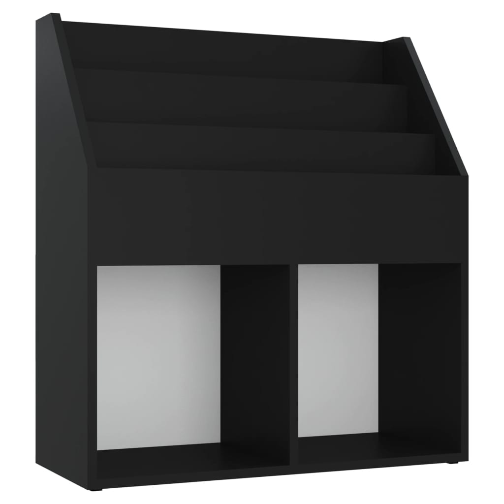 vidaXL Етажерка за детски книжки, черна, 71x30x78,5 см, ПДЧ