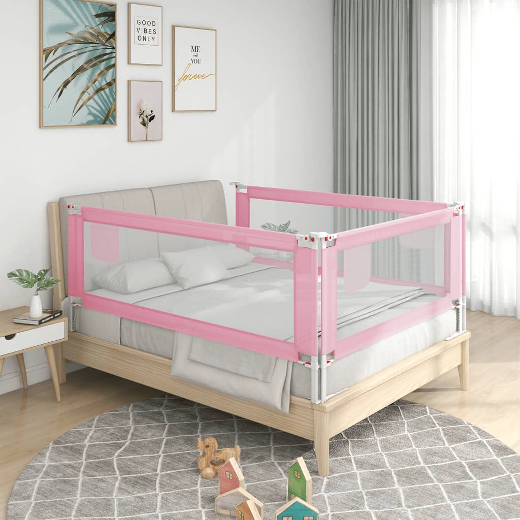 vidaXL Ограничител за бебешко легло, розов, 160x25 см, плат