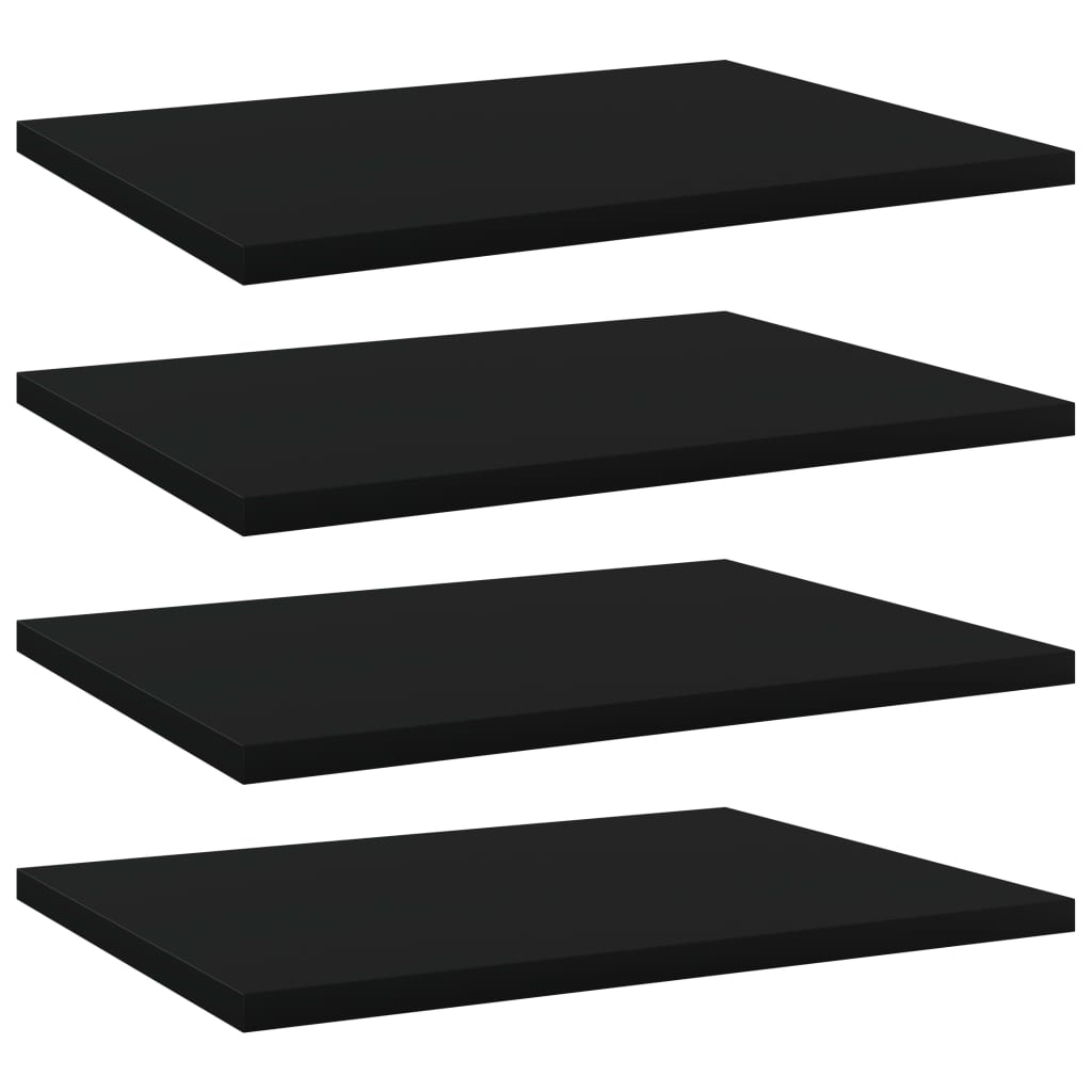 vidaXL Рафтове за етажерка, 4 бр, черни, 40x30x1,5 см, ПДЧ