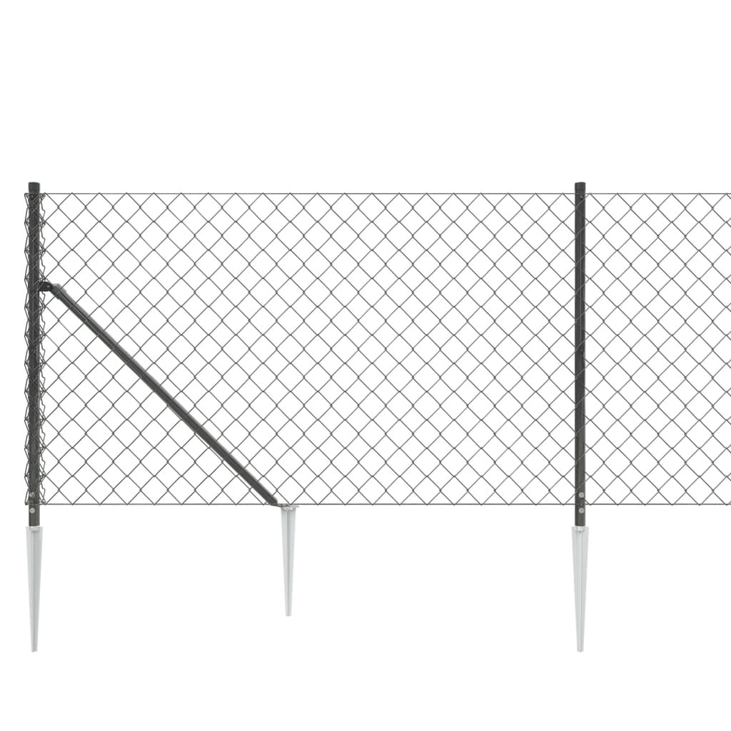vidaXL Плетена оградна мрежа с шипове, антрацит, 0,8x10 м
