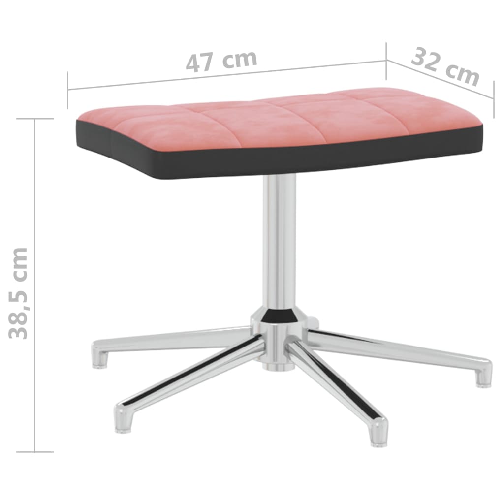 vidaXL Релаксиращ стол с табуретка, розов, кадифе и PVC