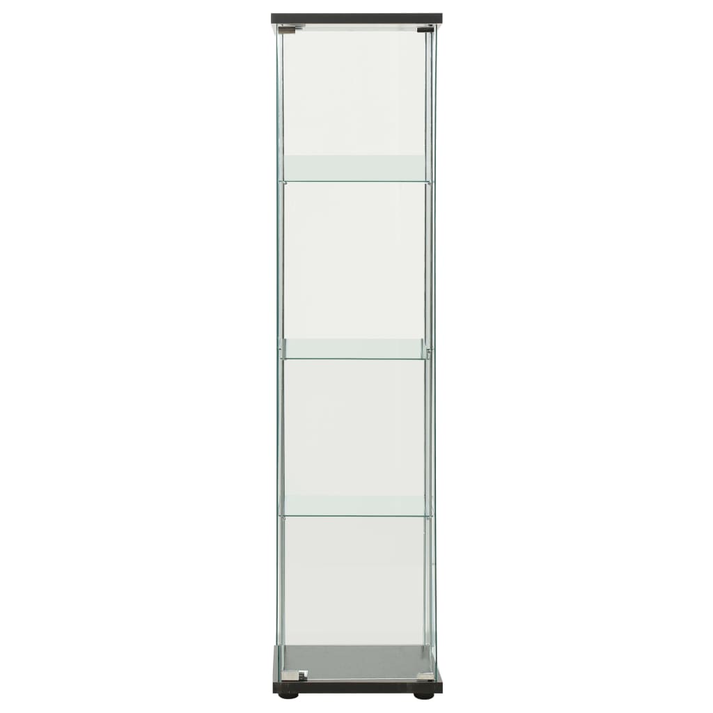 vidaXL Шкаф за съхранение, закалено стъкло, черен