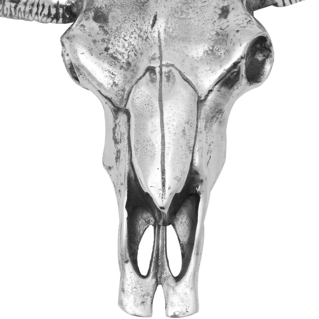 vidaXL Декоративен череп за монтаж на стена, алуминиево сребро
