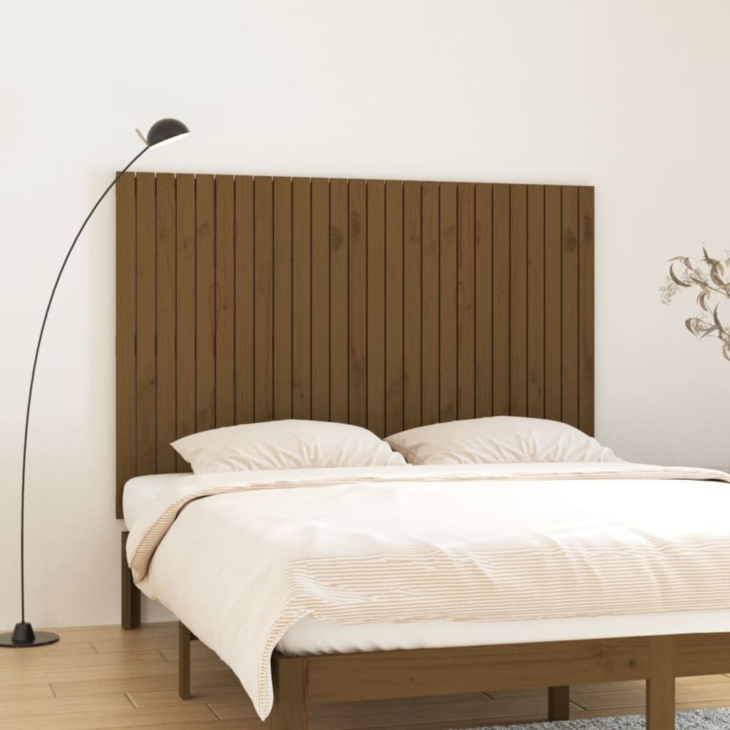 vidaXL Стенна табла за спалня, меденокафява, 166x3x110 см, бор масив