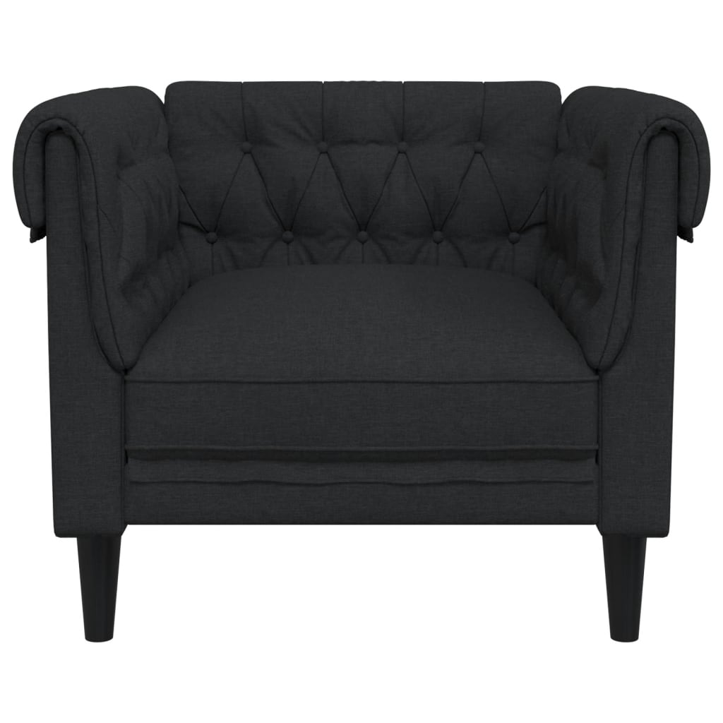 vidaXL Честърфийлд кресло, черно, текстил