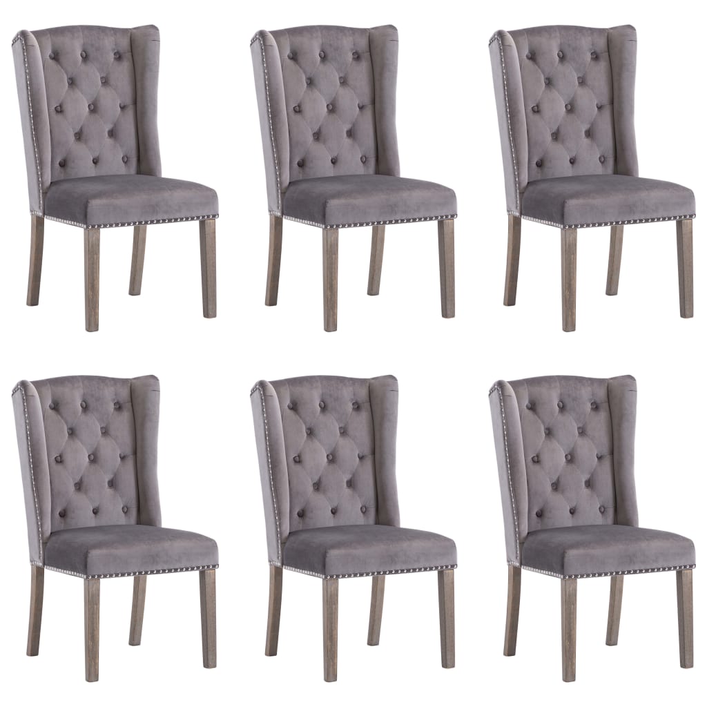 vidaXL Трапезни столове, 6 бр, сиви, кадифе