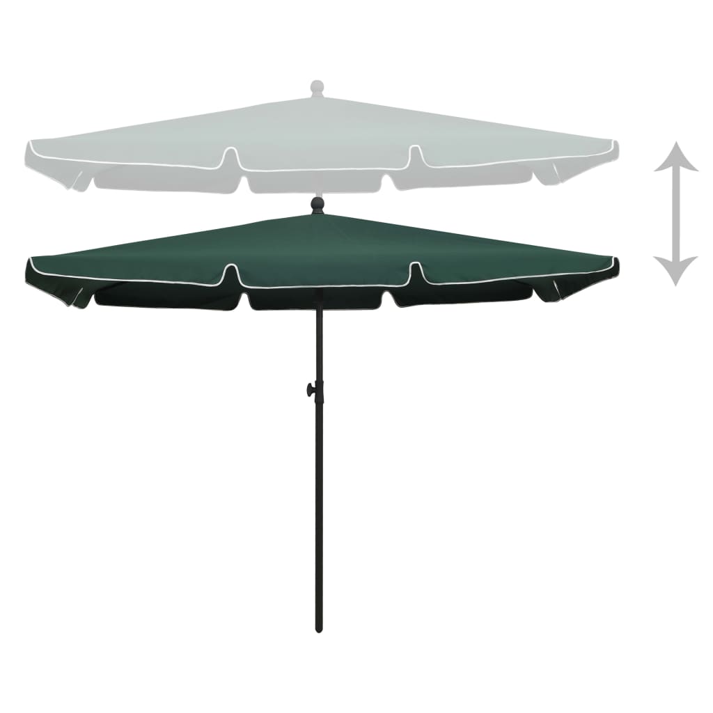 vidaXL Градински чадър с прът, 210x140 см, зелен