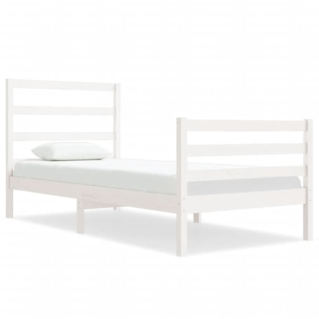 vidaXL Рамка за легло, бяла, бор масив, 75x190 см, Small Single