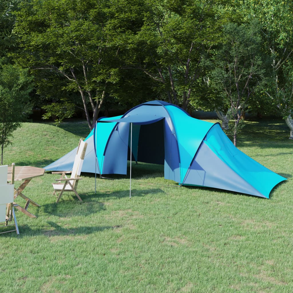 vidaXL Къмпинг палатка за 6 души синьо и светлосиньо
