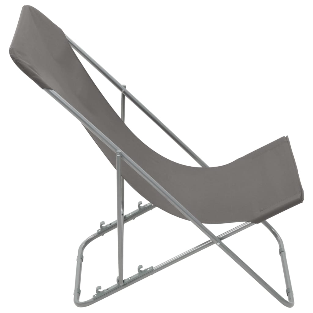 vidaXL Сгъваеми плажни столове, 2 бр, стомана и оксфорд тъкан, сиви