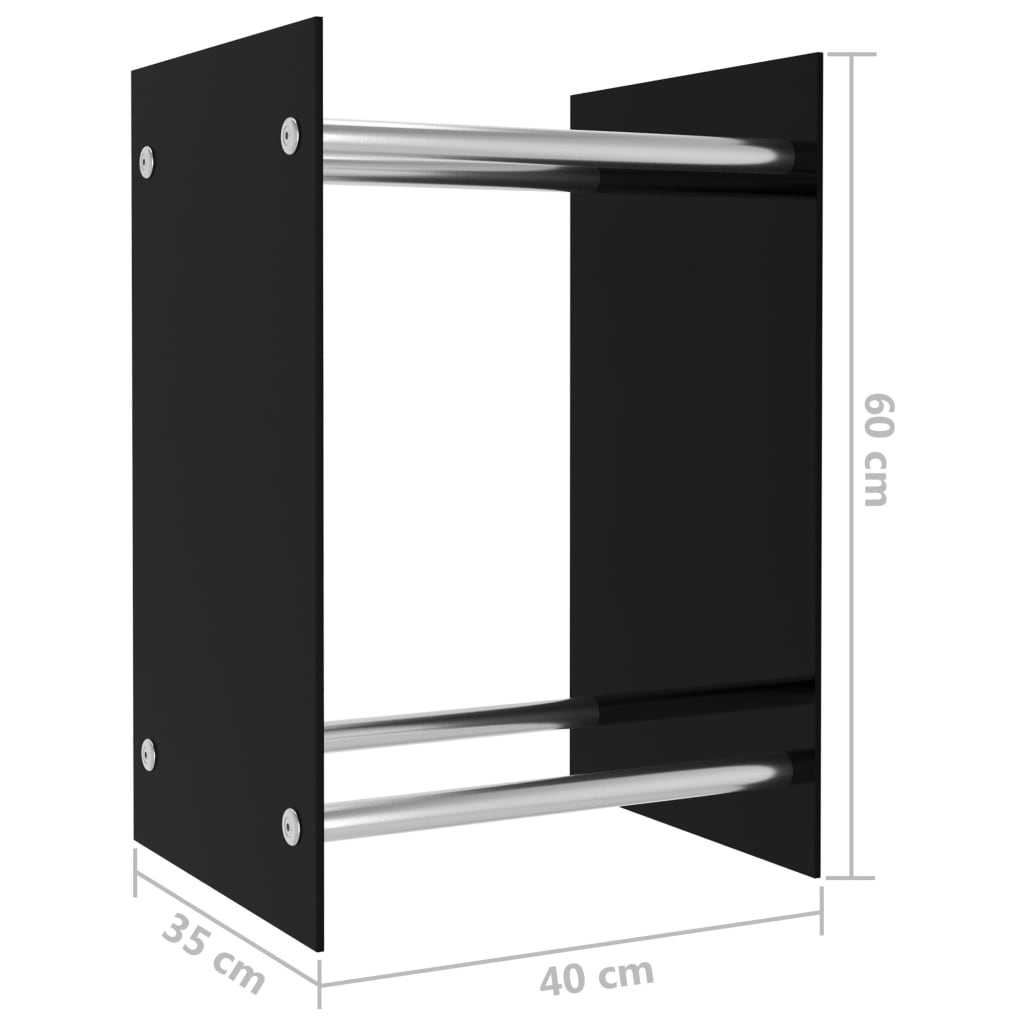 vidaXL Стойка за дърва, черна, 40x35x60 см, стъкло