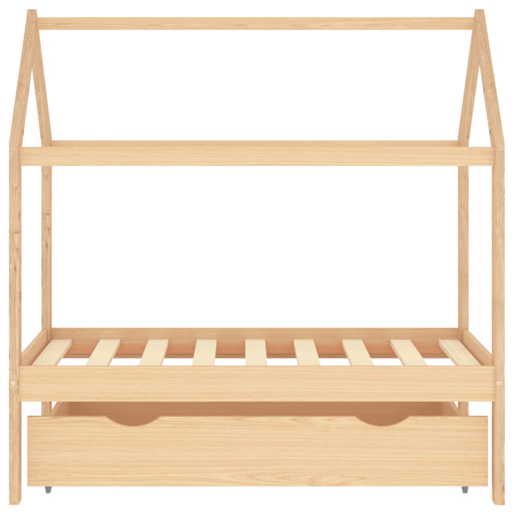 vidaXL Рамка за детско легло с чекмедже, бор масив, 70x140 см