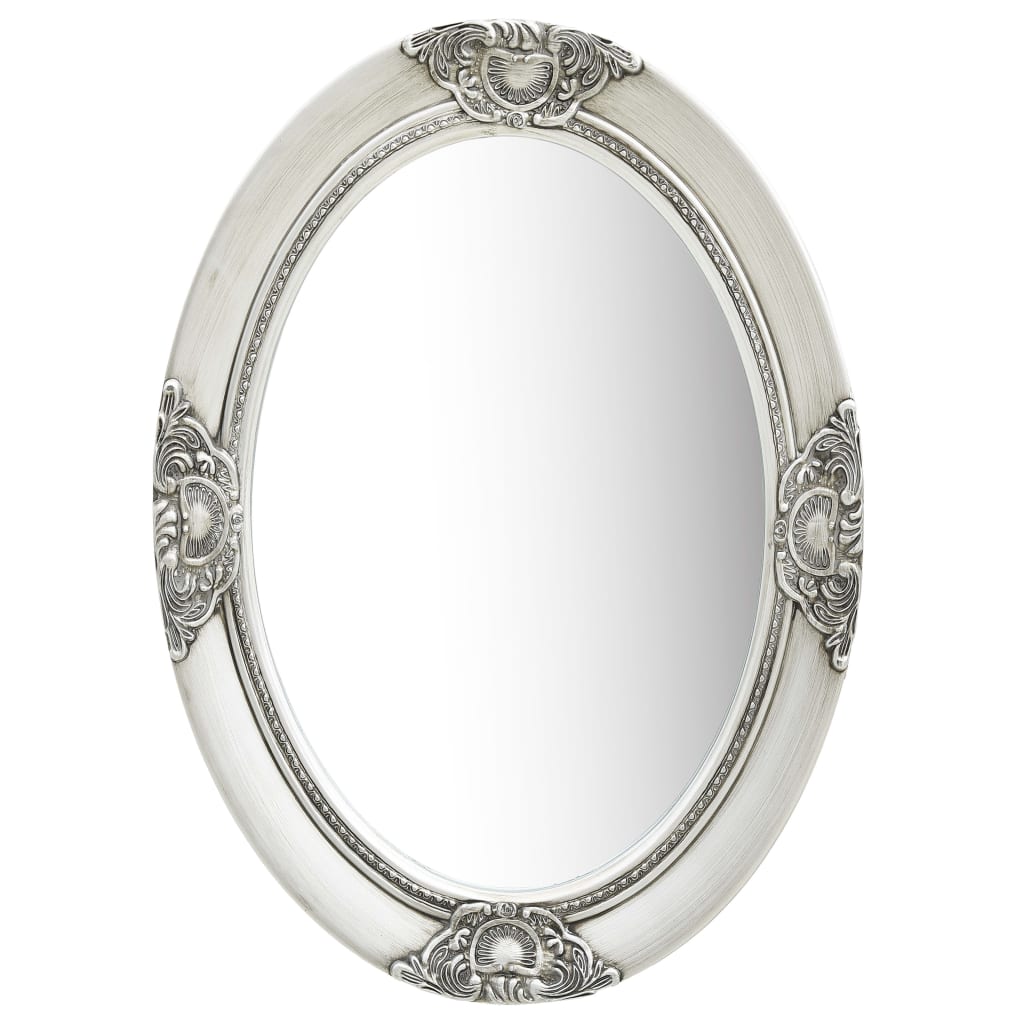 vidaXL Стенно огледало, бароков стил, 50x70 см, сребристо