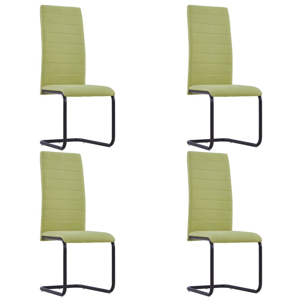 vidaXL Конзолни трапезни столове, 4 бр, зелени, текстил