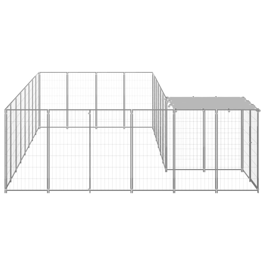 vidaXL Клетка за кучета, сребриста, 10,89 м², стомана