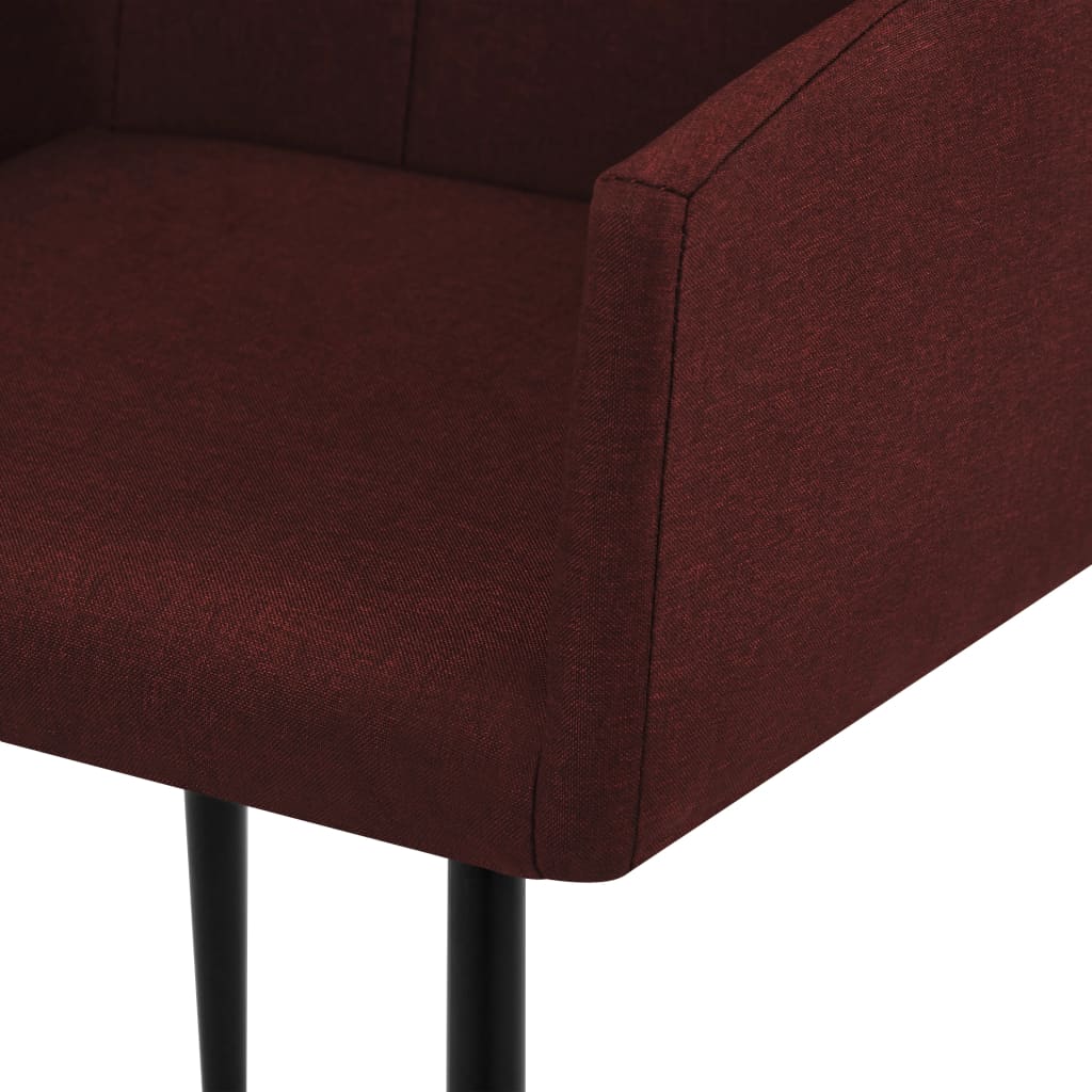 vidaXL Трапезни столове с подлакътници, 2 бр, виненочервени, текстил