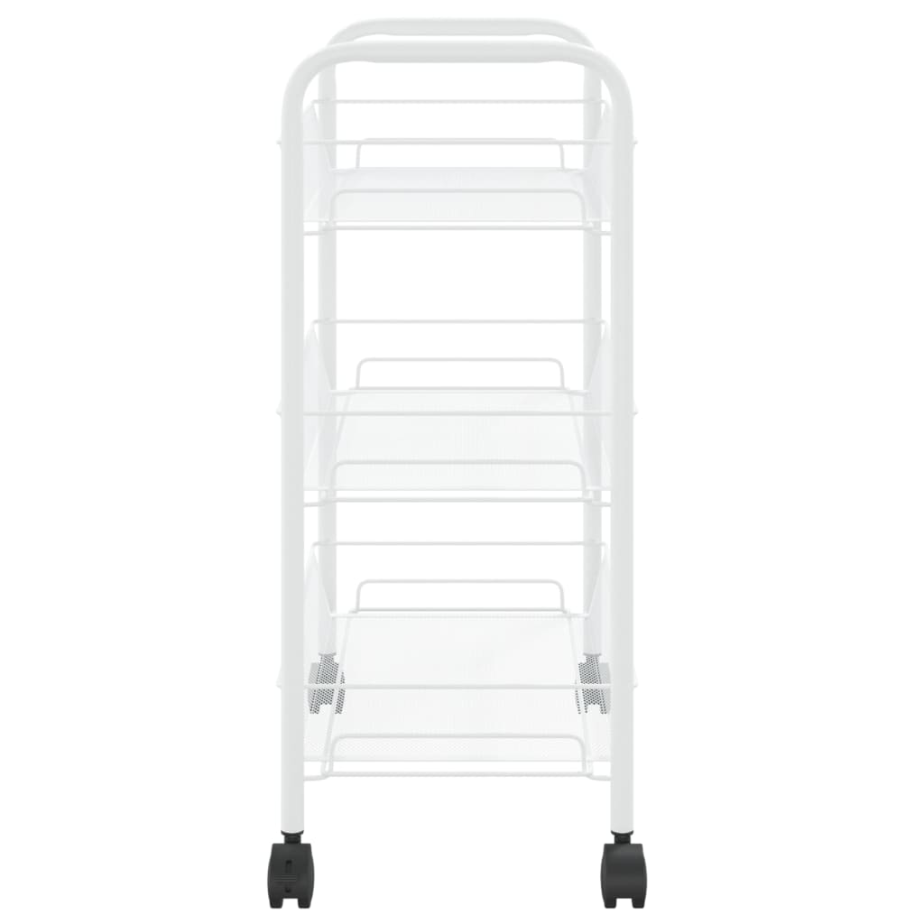 vidaXL Кухненска количка на 3 нива, бяла, 46x26x64 см, желязо