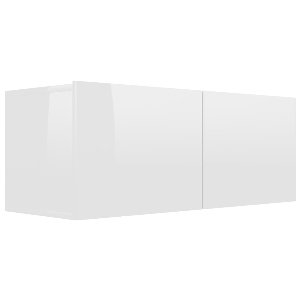 vidaXL ТВ шкаф, бял гланц, 80x30x30 см, ПДЧ