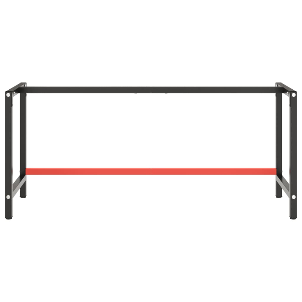 vidaXL Рамка за работна маса матово черно и червено 180x57x79 см метал