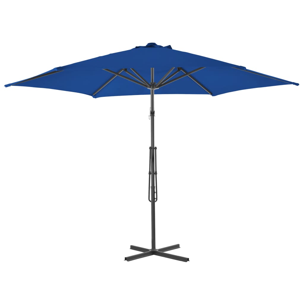 vidaXL Градински чадър със стоманен прът, син, 300x230 см