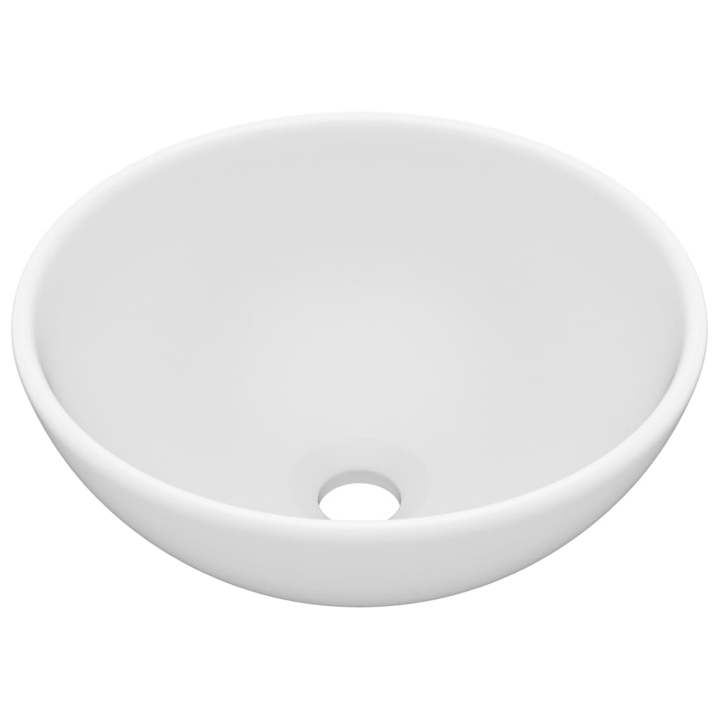 vidaXL Мивка за баня лукс кръгла матово бяла 32,5x14 см керамика