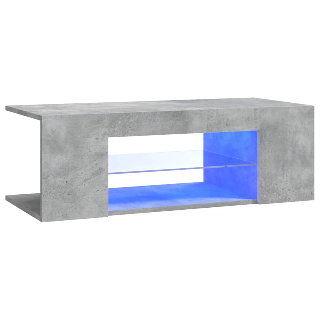 vidaXL ТВ шкаф с LED осветление, бетонно сив, 90x39x30 см