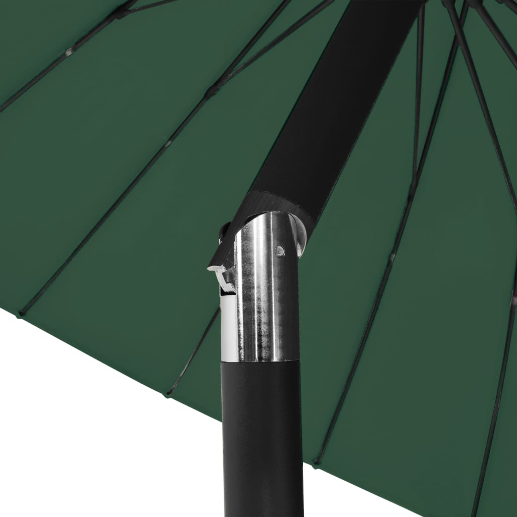 vidaXL Градински чадър с алуминиев прът, 270 см, зелен