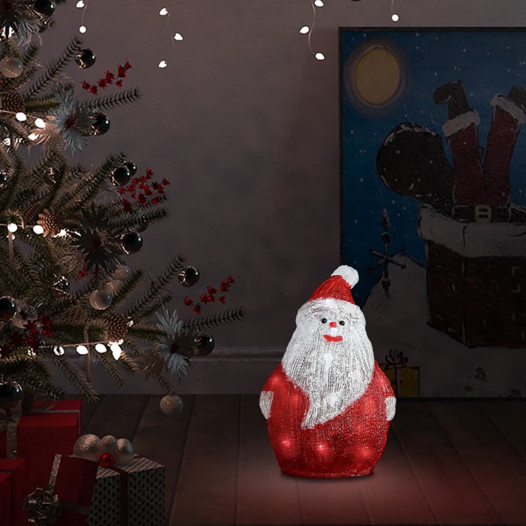 vidaXL LED Дядо Коледа акрилна фигура, за закрито и открито, 28 см