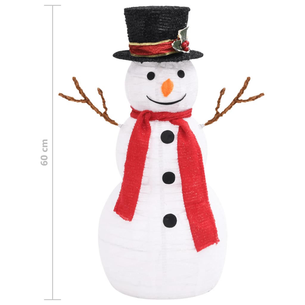 vidaXL Декоративна фигура на снежен човек с LED лукс плат 60 см