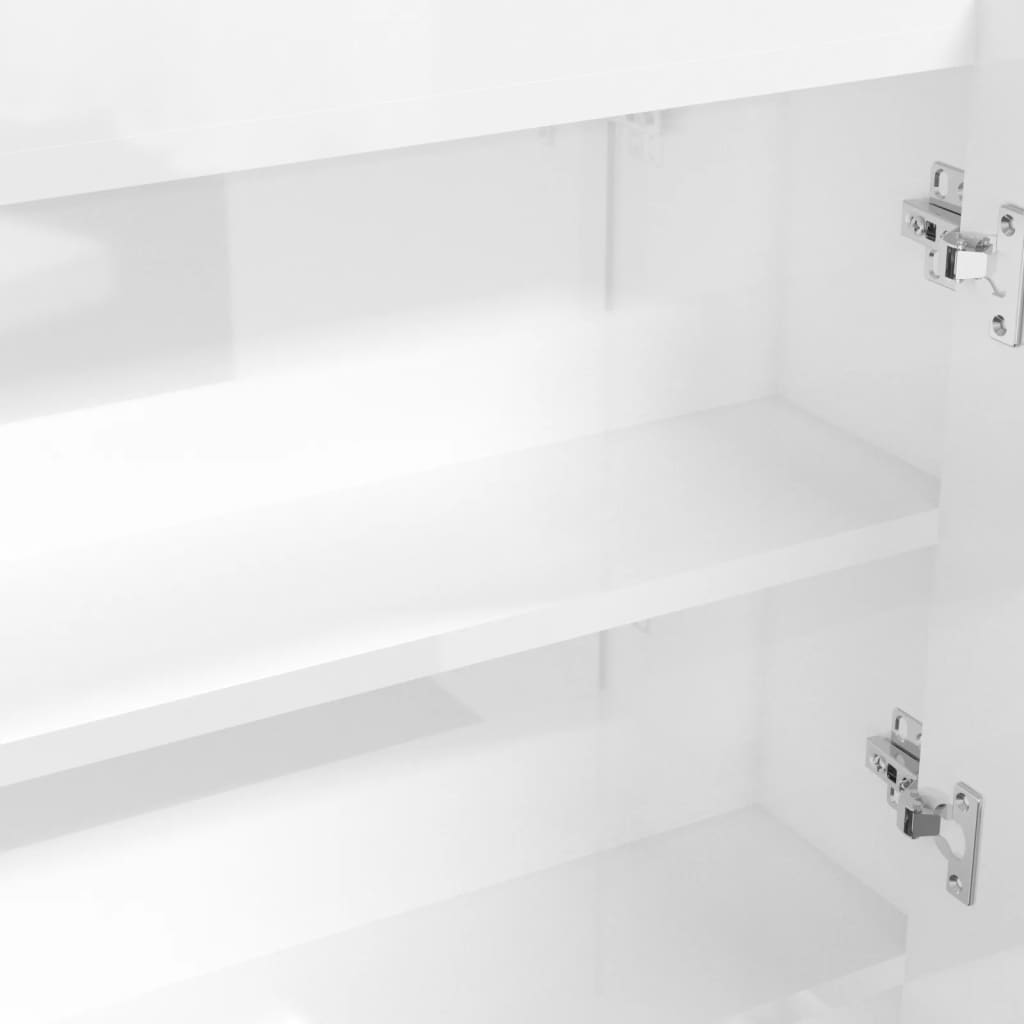 vidaXL Шкаф с огледало за баня, 80x15x60 см, МДФ, сияйно бяло