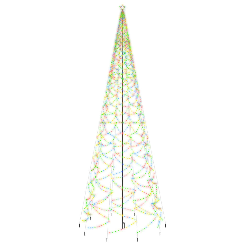 vidaXL Коледна елха с шип, многоцветна, 3000 LED, 800 см