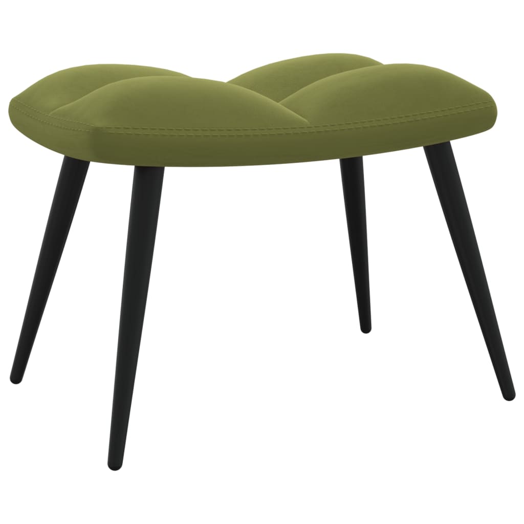 vidaXL Релаксиращ стол с табуретка, светлозелен, кадифе