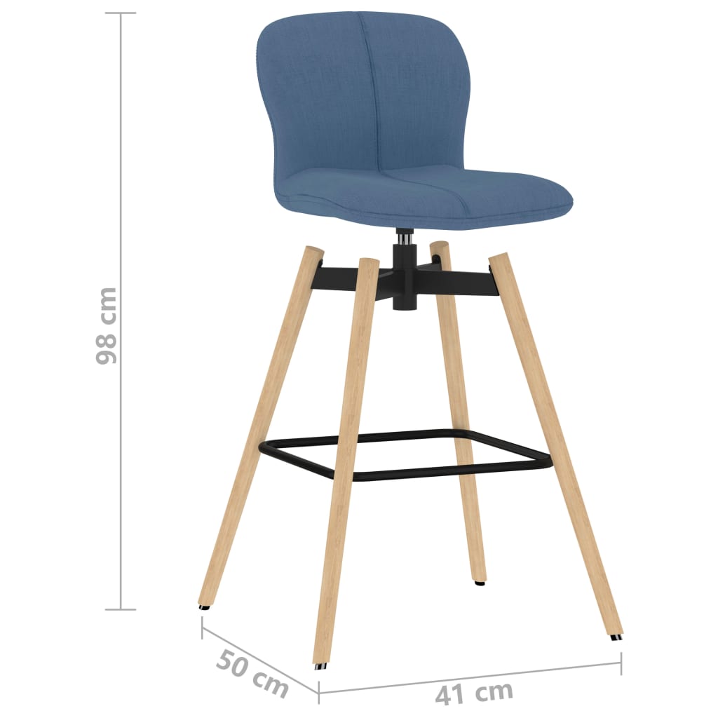 vidaXL Въртящи се бар столове, 2 бр, сини, текстил