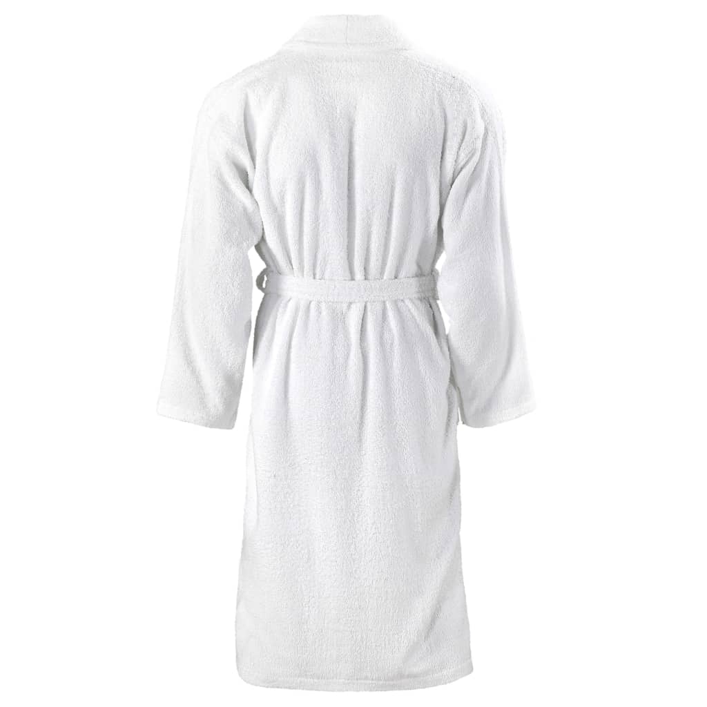 vidaXL Хавлиен халат за баня унисекс 100% памук бял размер XL