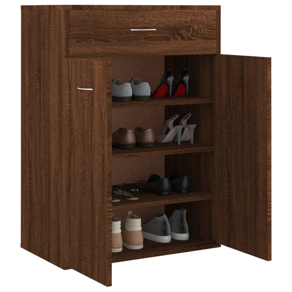 vidaXL Шкаф за обувки, кафяв дъб, 60x35x84 см, инженерно дърво