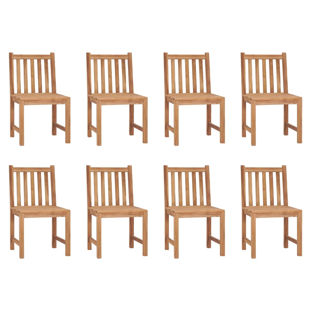 vidaXL Градински столове, 8 бр, с възглавници, тиково дърво масив