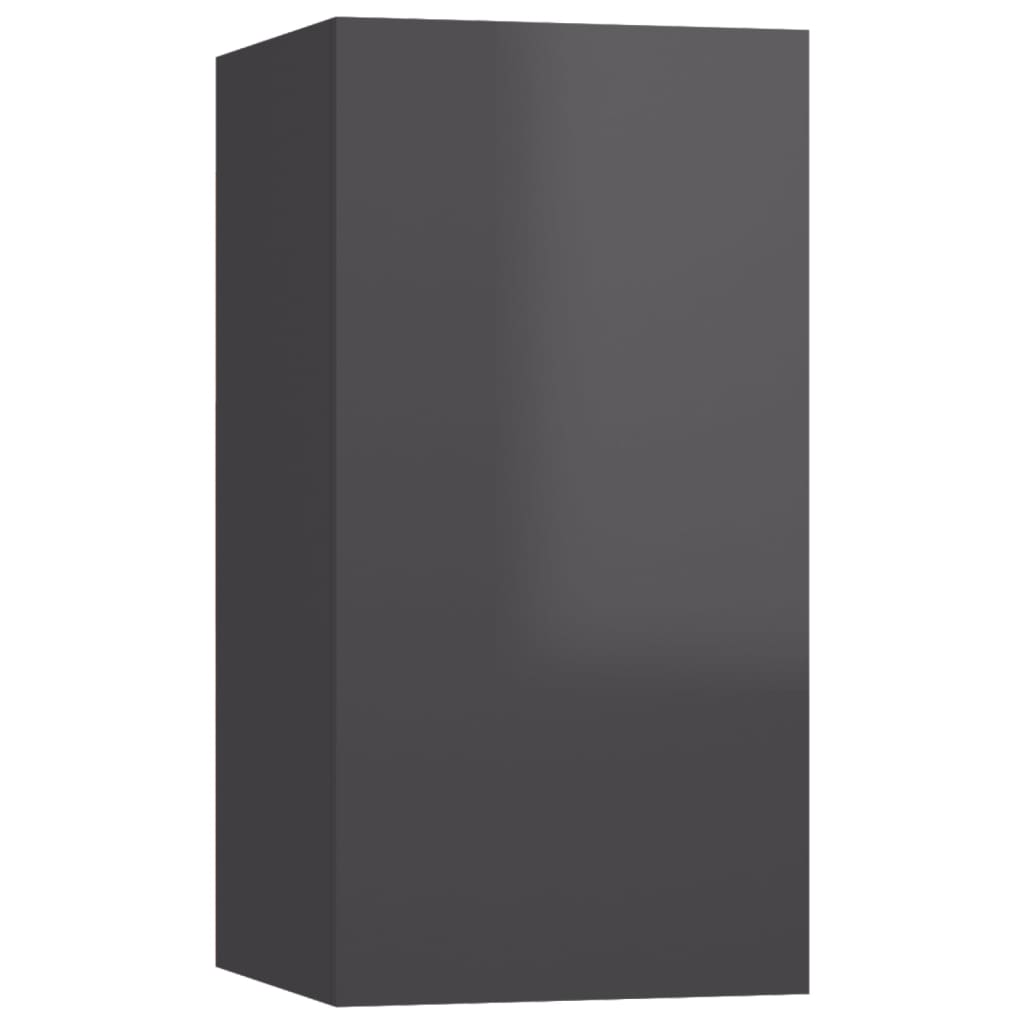 vidaXL ТВ шкафове, 7 бр, сив гланц, 30,5x30x60 см, ПДЧ