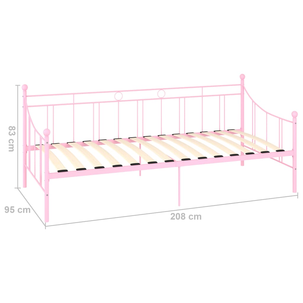 vidaXL Рамка за дневно легло, розова, метал, 90x200 см