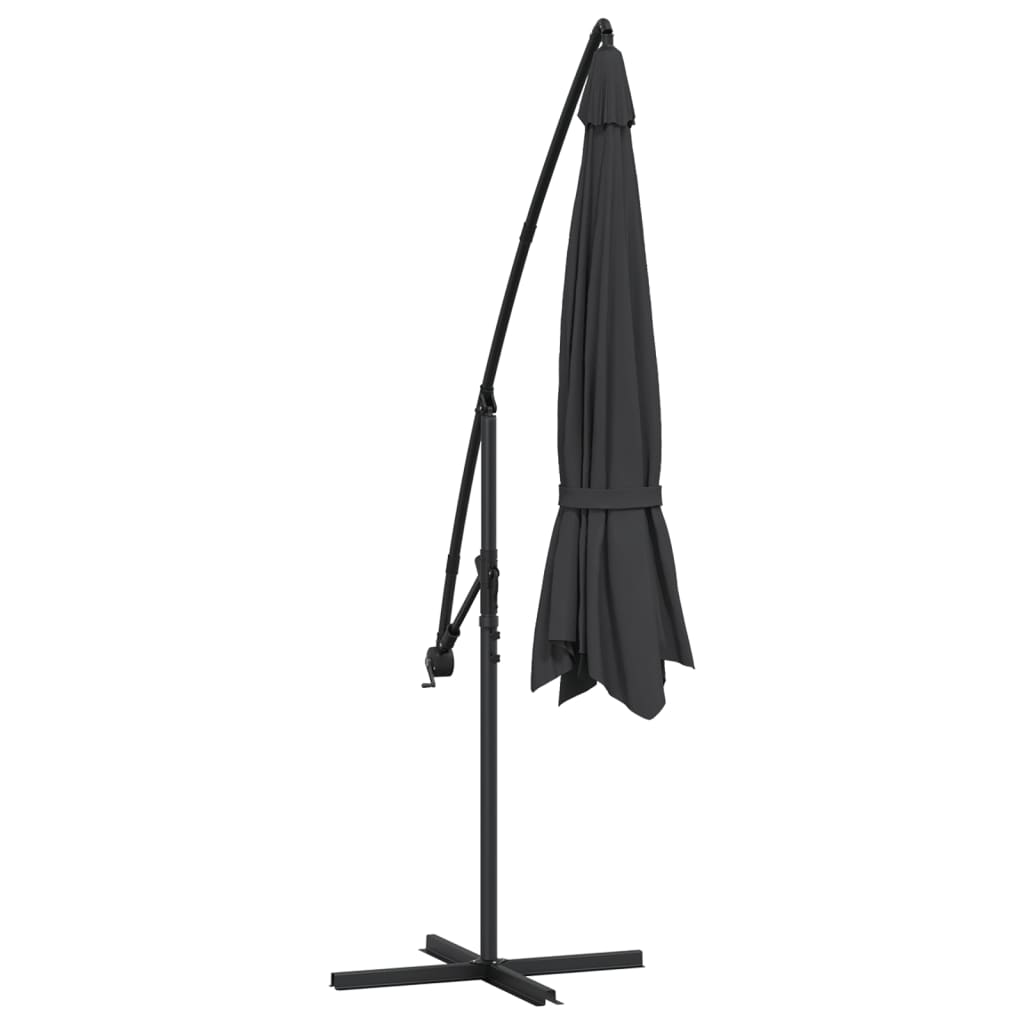 vidaXL Градински чадър с чупещо рамо и алуминиев прът, 350 см, черен