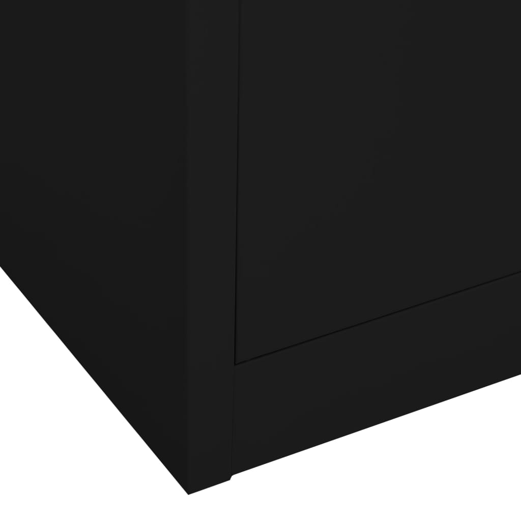 vidaXL Офис шкаф, черен, 90x40x180 см, стомана и закалено стъкло