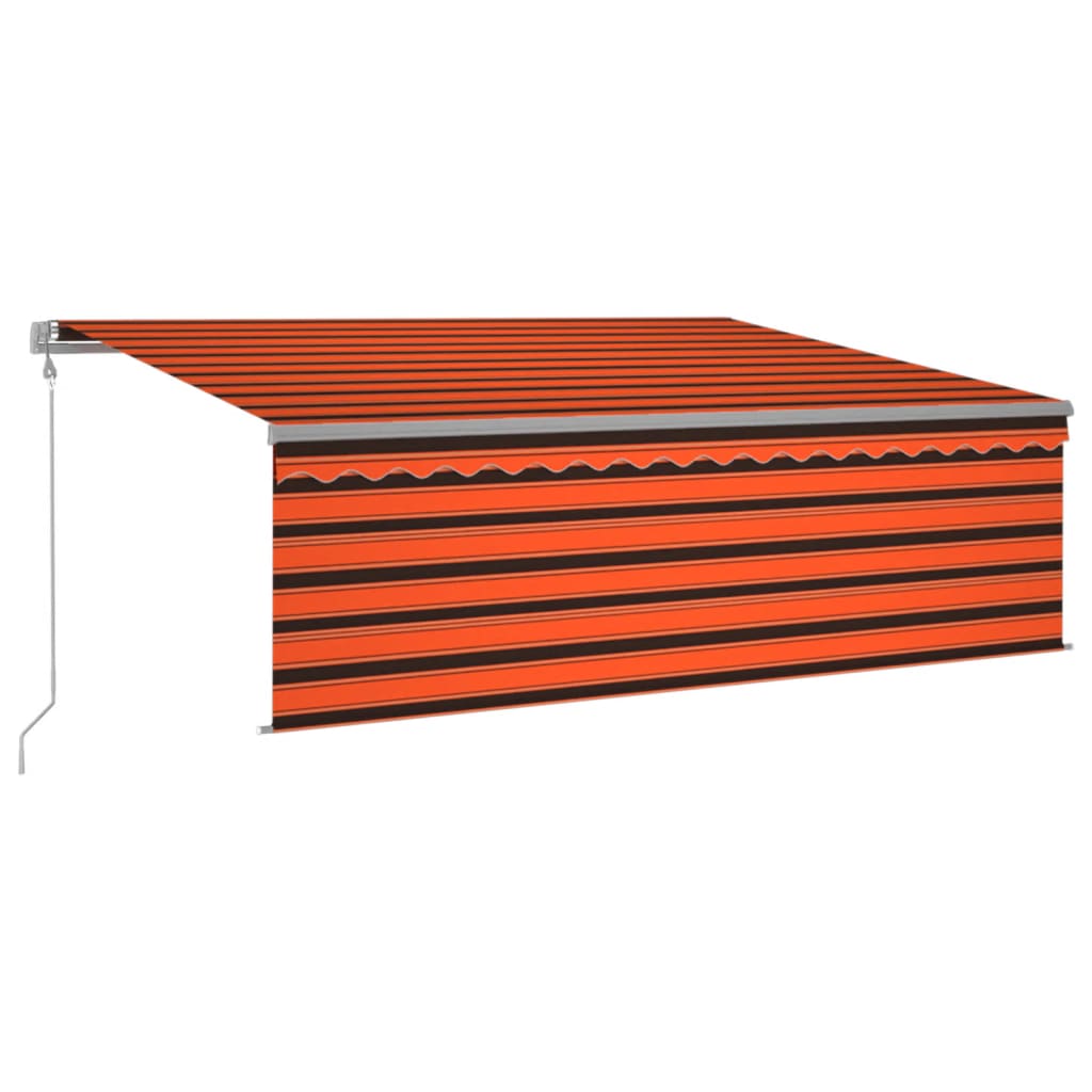 vidaXL Автоматично прибиращ се сенник с щора, 4x3 м, оранжево-кафяв