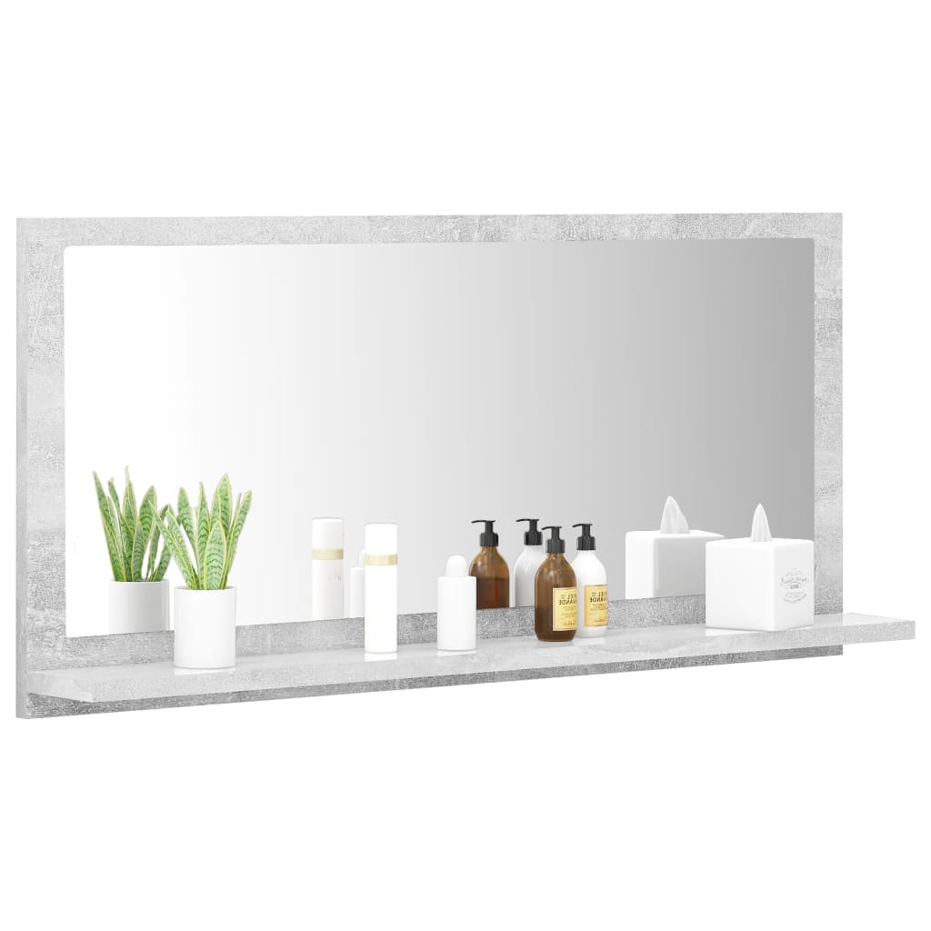 vidaXL Огледало за баня, бетонно сиво, 80x10,5x37 см, ПДЧ