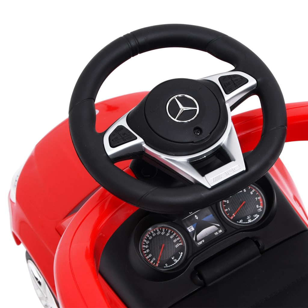 vidaXL Количка за бутане и яздене Mercedes Benz C63 червена