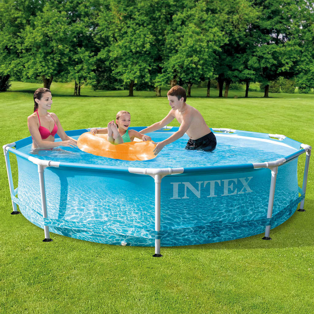 Intex Плажен басейн с метална рамка, 305x76 см