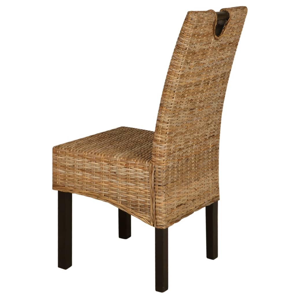 vidaXL Трапезен стол, 4 бр, кубу ратан, мангово дърво